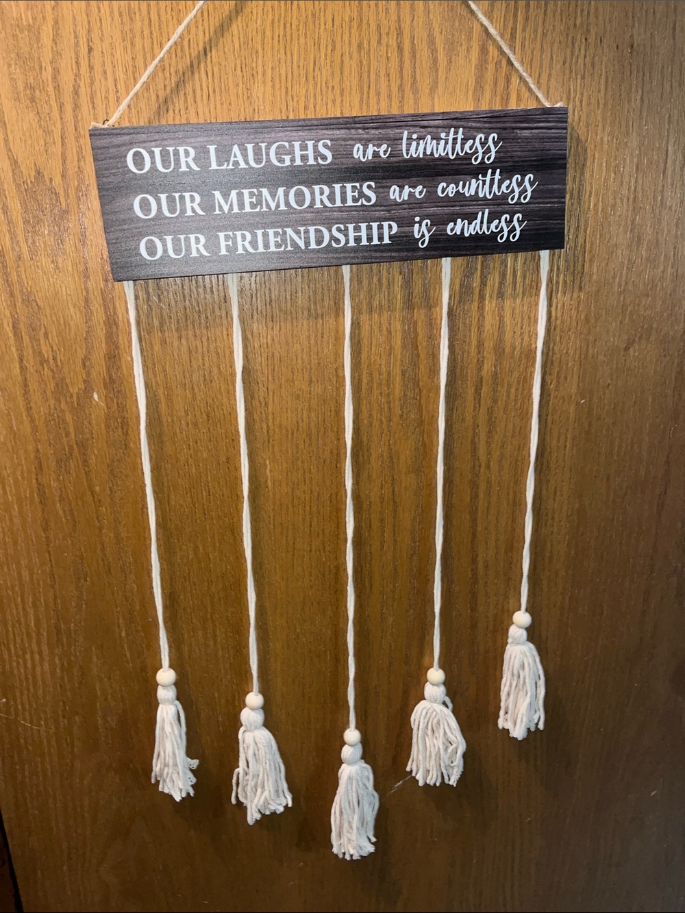 White and Brown Friendship Wall Hanging - Rustic Home Wall Decor add pictures